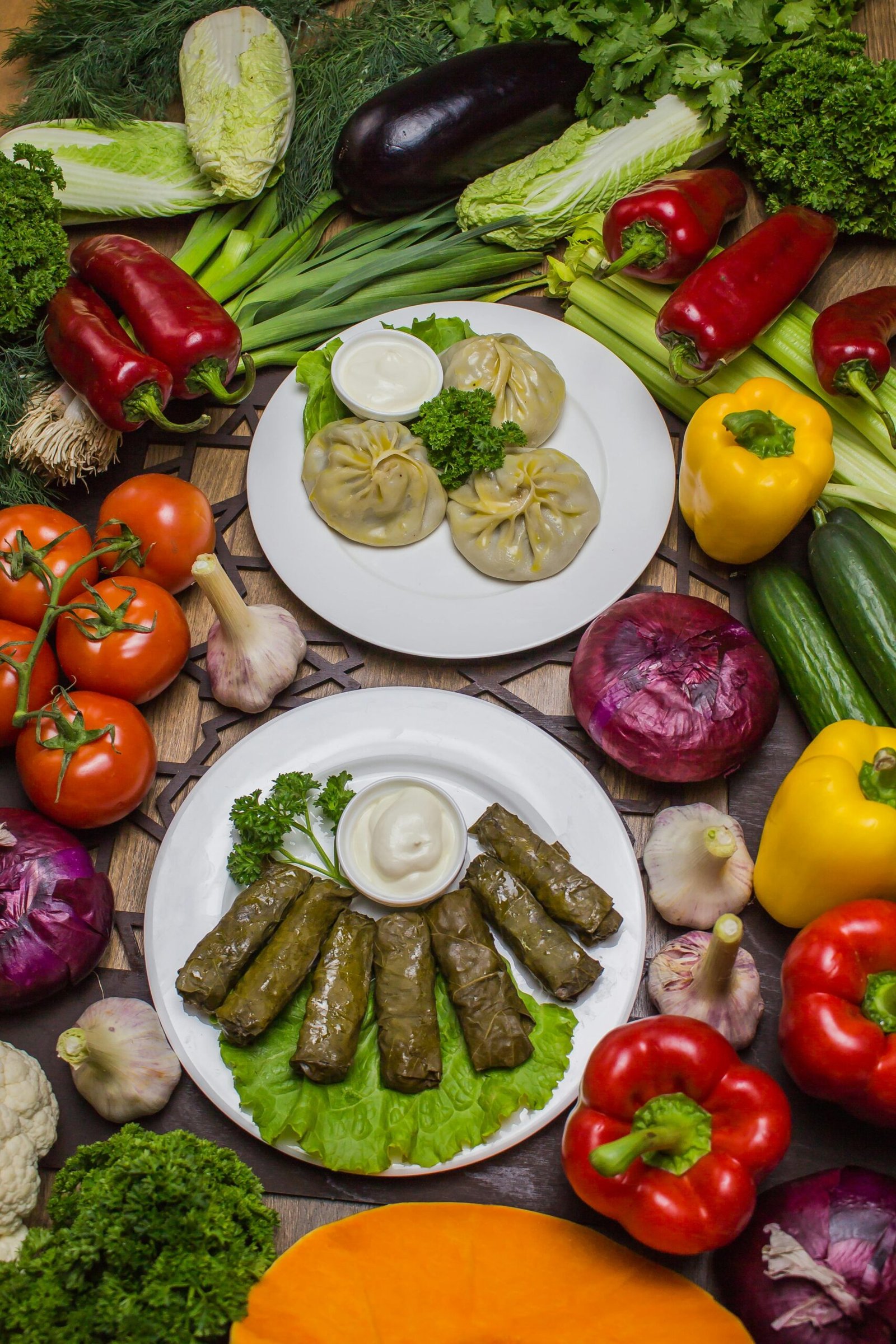 Organic vegetables displayed on a table