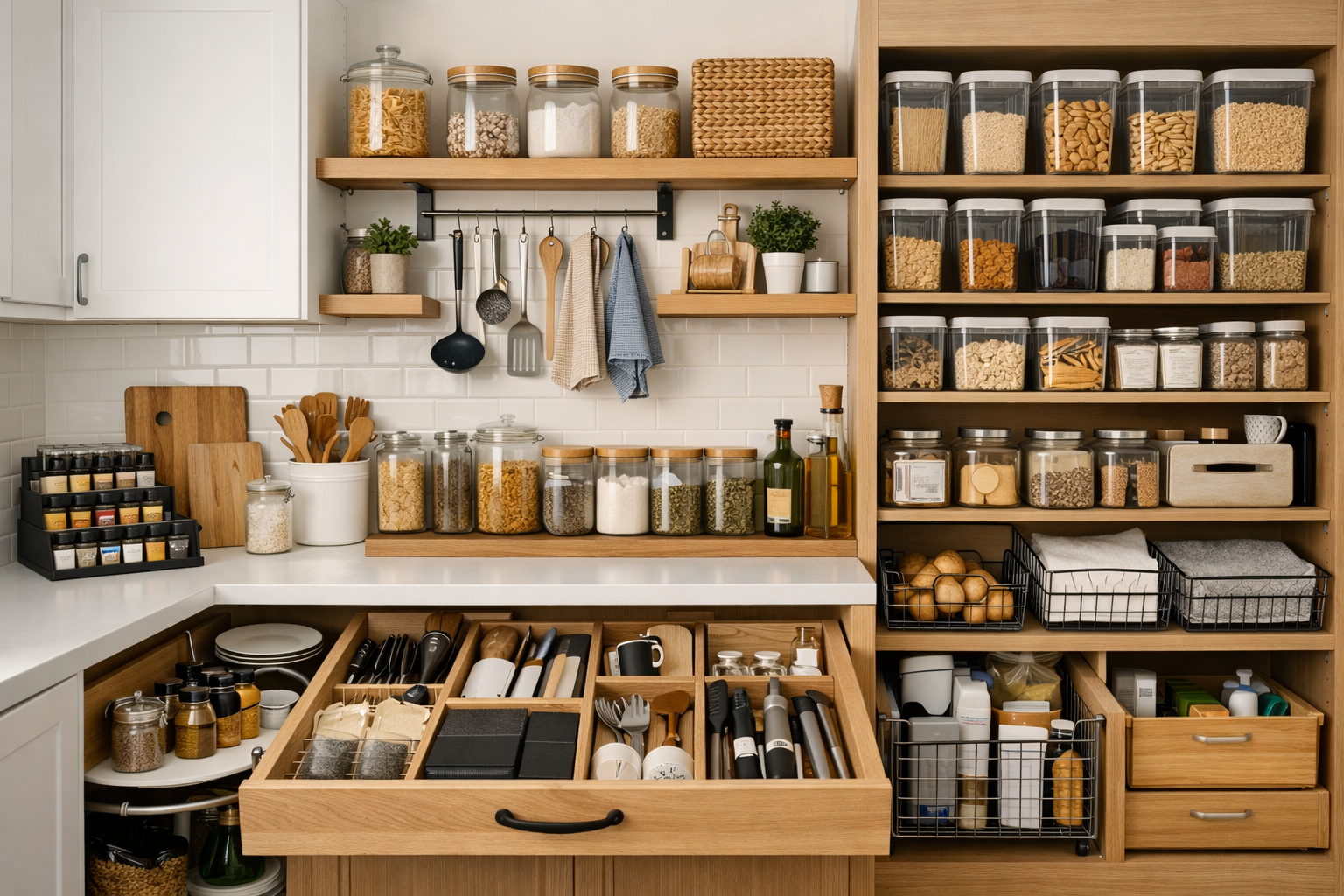 Pantry with organic items displayed very neatly